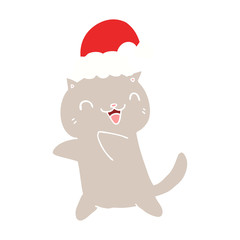 cute flat color style cartoon christmas cat