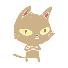 flat color style cartoon cat staring