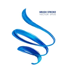 Tischdecke 3d textured realistic blue brush stroke oil or acrylic paint shape on white background. Liquid wave. Trendy design © deniskrivoy