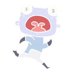 flat color style cartoon weird alien running away