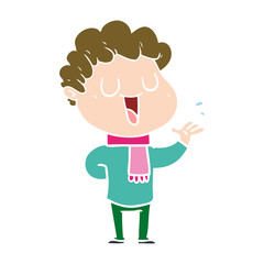 flat color style cartoon man talking