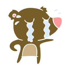 flat color style cartoon crying bear