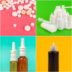 Collage includes tablets, pills, medications