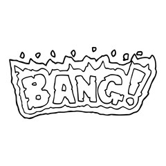 line drawing cartoon word bang