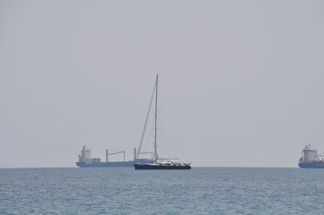 The beautiful Luxury yacht in open sea