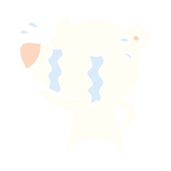 flat color style cartoon crying polar bear