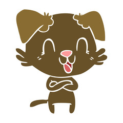laughing flat color style cartoon dog