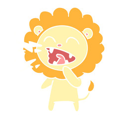 flat color style cartoon roaring lion