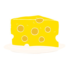 flat color illustration of a cartoon cheese