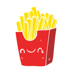 flat color style cartoon fries in box