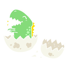 flat color style cartoon dinosaur hatching from egg
