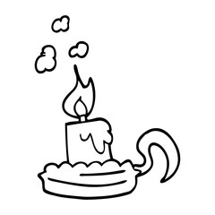 line drawing cartoon candle in candleholder