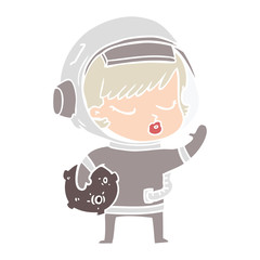flat color style cartoon pretty astronaut girl