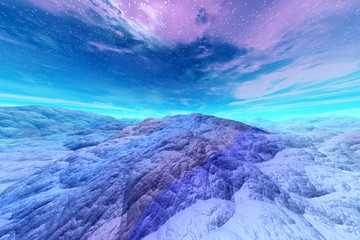 3D rendered Illustration of a Alien World far out in space.