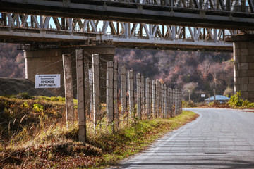 Metal bridge for the railway.