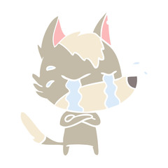 flat color style cartoon crying wolf