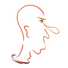 Angry screaming or emotionally singing man, funny profile