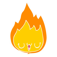 flat color style cartoon flame with face