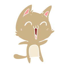 happy flat color style cartoon cat