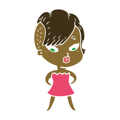 flat color style cartoon surprised girl