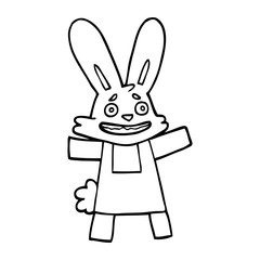 line drawing cartoon scared looking rabbit