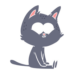 flat color style cartoon cat sitting