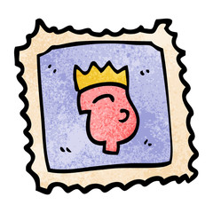 cartoon doodle stamp with royal face