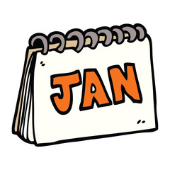 cartoon doodle calendar showing month of january
