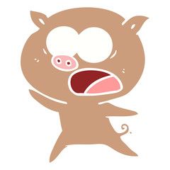 flat color style cartoon pig shouting
