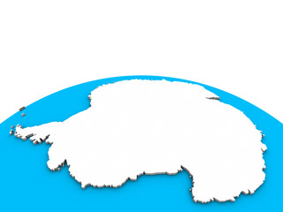 Antarctica with embedded national flag on political 3D globe.
