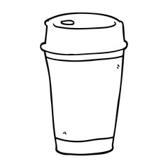 line drawing cartoon take out coffee