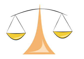 Simple Scales icon With two gold bowls