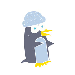 flat color illustration of a cartoon penguin