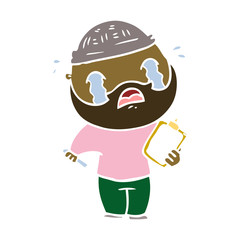 flat color style cartoon bearded man crying