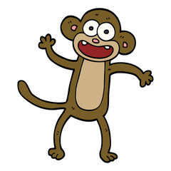 cartoon doodle waving monkey