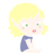 pretty flat color style cartoon elf girl
