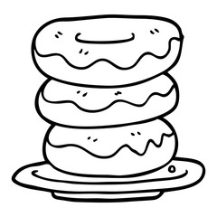 line drawing cartoon plate of donuts