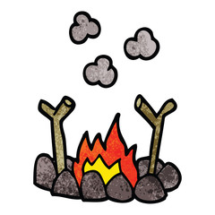 cartoon doodle camp fire