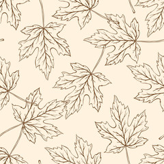 Pattern with falling maple leaves.