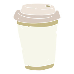 flat color illustration of a cartoon take out coffee