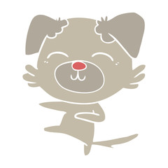 flat color style cartoon dog kicking