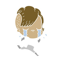 flat color style cartoon crying girl wearing space clothes