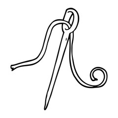 line drawing cartoon needle and thread