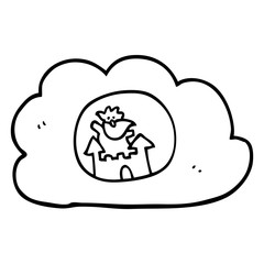 line drawing cartoon god in heaven
