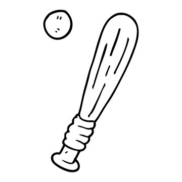 line drawing cartoon baseball bat
