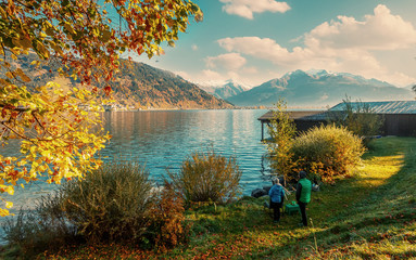 Picturesque Amazing View on the autumn lake