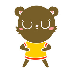 peaceful flat color style cartoon bear