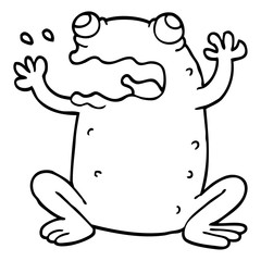 line drawing cartoon burping toad