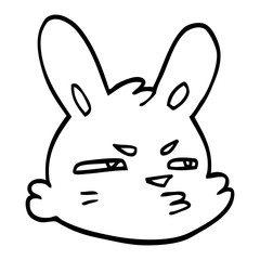 line drawing cartoon moody rabbit