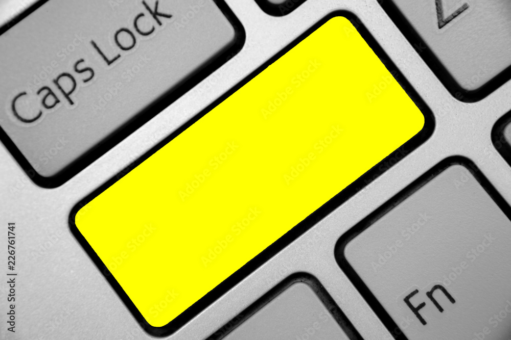Leinwandbilder Design business concept Empty copy space modern abstract background. Keyboard yellow key Intention create computer computing reflection document
